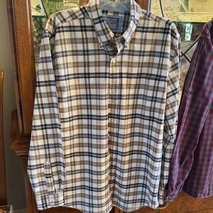 Men's Tan Plaid Casual Shirt